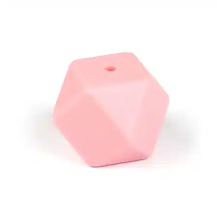 2pk Heksagon Silikonperler - 14mm - Babyrosa