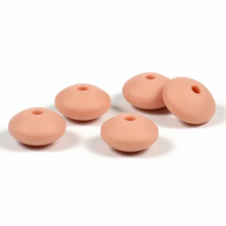 5pk Silikonperler - Linser - 12mm - Fersken